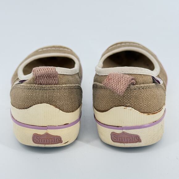 Simple EcoSneaks Hemp Flats Womens Slip On Sz 6.5 Brown Cream Organic Eco Shoes - Picture 4 of 11